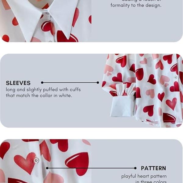 GRECIILOOKS Printed Shirts for Women`s | Stylish Heart Print Full Sleeve Shirt for Women | Comfortable Rich Collared Womens Shirt |Casual Trendy Outfit