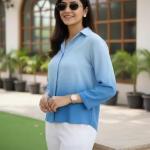 Women's Korean Style 3/4 Sleeve Oversized Button Down|| Workwear Top Shirt for Office & Casual Wear Women Shirt || Shirt for Woman || Top for Women (L-98-101)