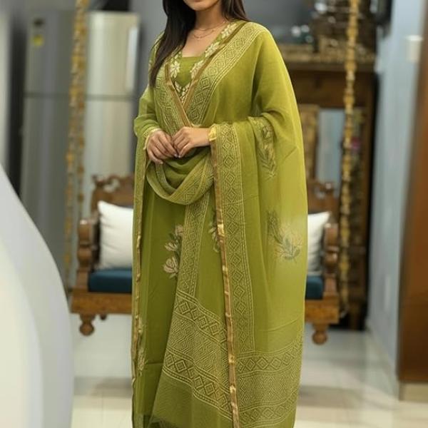 ANNI Designer Women's Rayon Viscose Straight fit Printed Embroidered Kurta with Pant & Dupatta | Ethnic Kurta Set for Women | Daily, Office & Festive Traditional