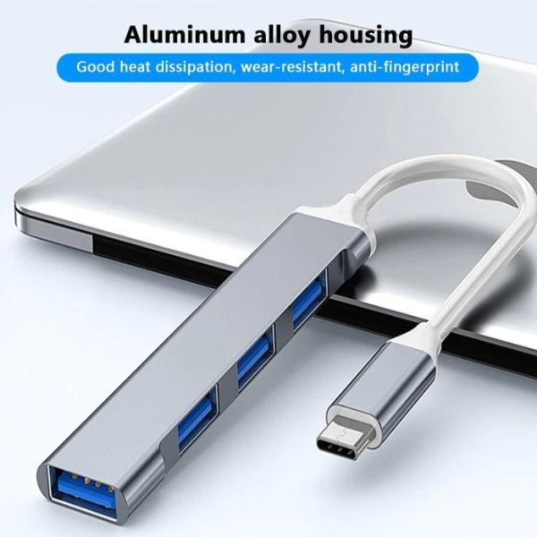 Henture USB Hub Type C to 4 USB-A Ports Compatible for PC, MacBook, Mobile 3.0 USB Hub (C Type)