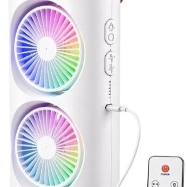 Merphin Double Ended Spray Mini Cool with Mist and RGB, Desk F-18 USB Fan (White)