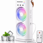 Merphin Double Ended Spray Mini Cool with Mist and RGB, Desk F-18 USB Fan (White)