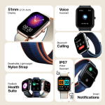 Fire-Boltt Hunter Nyluxe 51.1mm (2.01) HD Display Buetooth Calling with Single Chipset Smartwatch (Charcoal Grey Strap, Free Size)