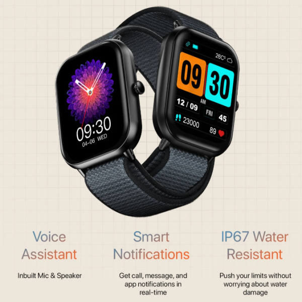 Fire-Boltt Hunter Nyluxe 51.1mm (2.01) HD Display Buetooth Calling with Single Chipset Smartwatch (Charcoal Grey Strap, Free Size)