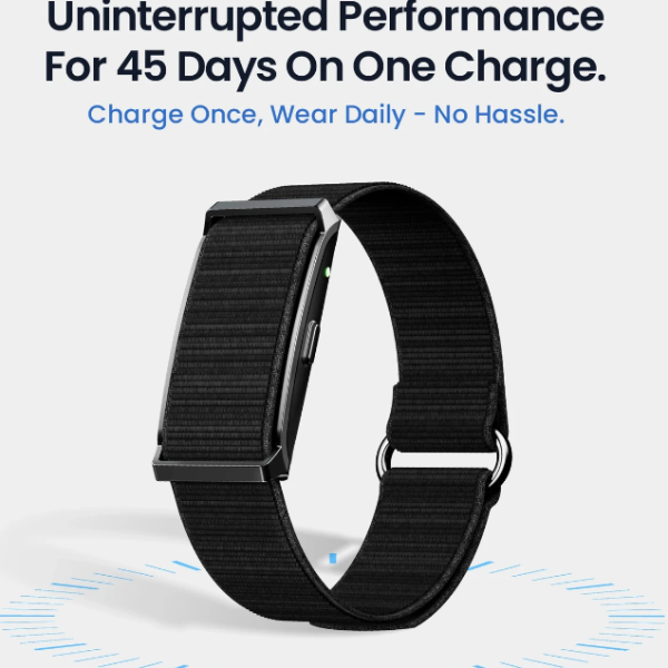 Pebble Qore Fitness Band 45-Day Battery,100+ Sports Modes & Health Suite,Remote Camera (Black Strap, Size : Free Size)