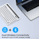 Portronics Bubble Dock Bluetooth, Wireless Handheld Laptop Keyboard Compatible with Desktop, Laptop, Mac with Tablet/Smartphone holder 12 inch wide & On/Off switch,Compact Tenkeyless (White)
