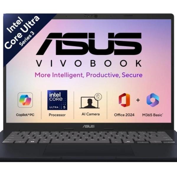ASUS Vivobook 14 OLED (2026) AI PC with Office 2024 + M365 Basic*, Copilot+ PC Intel Core Ultra 5 (Series 3) 325 - (16 GB/512 GB SSD/Windows 11 Home) X1407AA-LY027WS Thin and Light Laptop (14 inch, Quiet Blue, 1.46 kg, With MS Office)