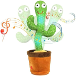 Kidnity Cactus Toy Plant Talking Dancing Voice Repeat Dancing Recording 120 Songs 1 Pack (Green)