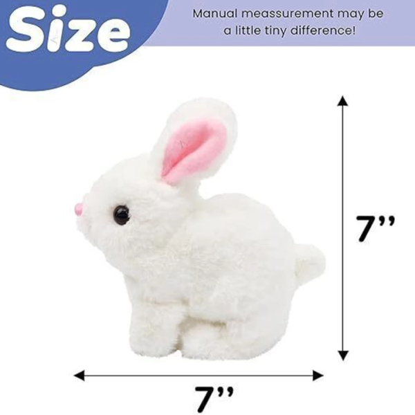 AJDK MART Hopping Walking Bunny Toy with Sounds, Jumping Rabbit Wiggling Ears, Moving SofT  - 18 cm (White)