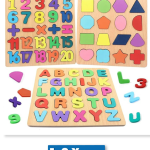 AJDK MART Toys 3 in 1 Wooden Puzzles for Toddlers |ABCD ,ALPHABET ,SHAPE (Multicolor)