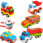 weegly Unbreakable Pull Back Vehicles| Push and Go Crawling Toy for Kids (Multicolor, Pack of: 6)