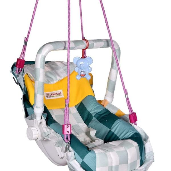 baby tone B.T 12 IN 1 Premium Baby feeding swing carry cot cum with mosquito net Rocker and Bouncer (Yellow, Green)