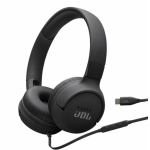 JBL Tune 520C On-Ear Type C Wired Headphone, Pure Bass Sound, 3-Button Remote with Microphone, Comfort fit and Foldable Design (Black)