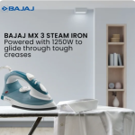 Bajaj MX 3 Neo, 1250 Watts, Steam Iron,180 ML WaterTank, Blue and White