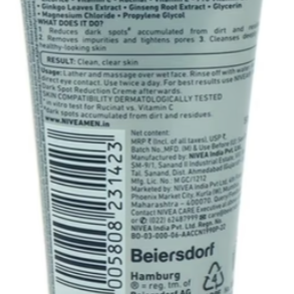 Nivea Men Dark Spot Reduction Face Wash 50 g