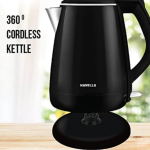 Havells Aqua Plus, 1.2 Litres, Stainless Steel Kettle, 360 Degree Cordless Kettle, Boil Dry Protection, Auto Shut off, Assorted colour's (Black/Blue)