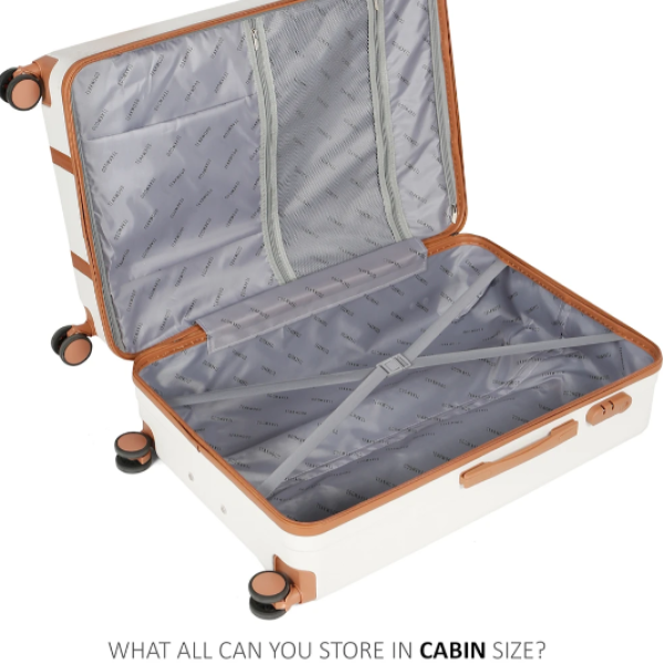Teakwood Leathers Small Cabin Suitcase (55 cm) 8 Wheels - HORIZON - White