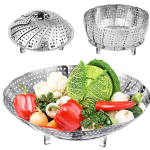 Niralasa Folding Vegetable Steamer Basket, 100% Stainless Steel Steamer Insert for Veggie Stainless Steel Steamer (1 L)
