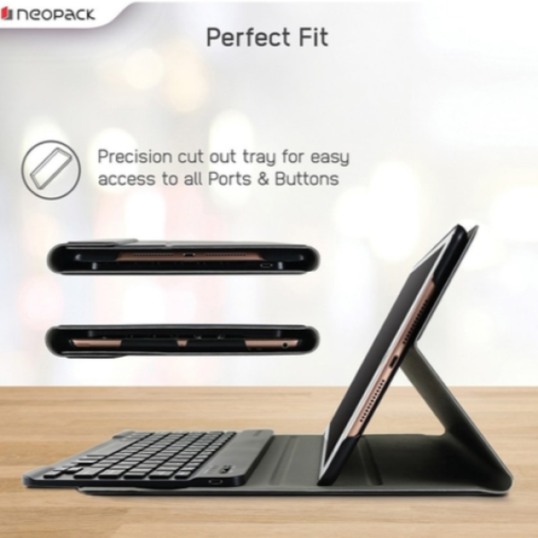 Neopack Smart Folio Case for iPad 25.90 cm (10.2 inch) with Removable Wireless Keyboard, Black 7PAD5