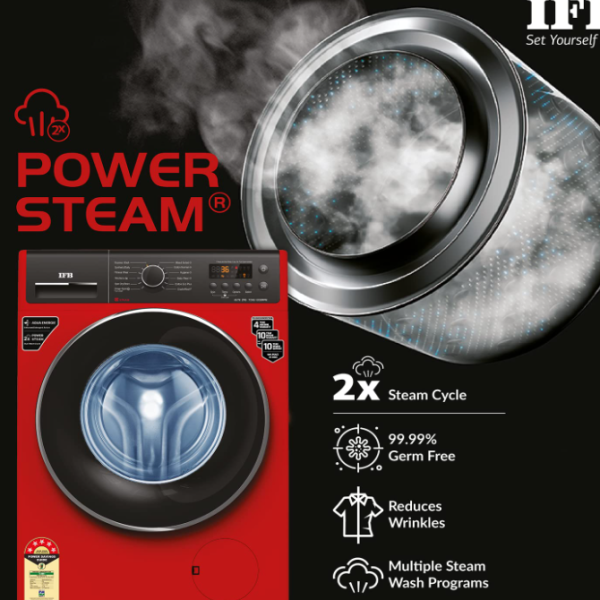 IFB 7 Kg 5 Star Front Load Washing Machine 2X Power Steam (ELITE ZRS 7012, Red, In-built Heater, 4 years Comprehensive Warranty)