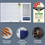 Godrej 1.5 Ton 3 (5 Years Comprehensive Warranty) Turbo Mode, Window AC (Copper, Anti Corrosive Blue Fin, AC 1.5T WFC 18UTC3-WWA Window, White)