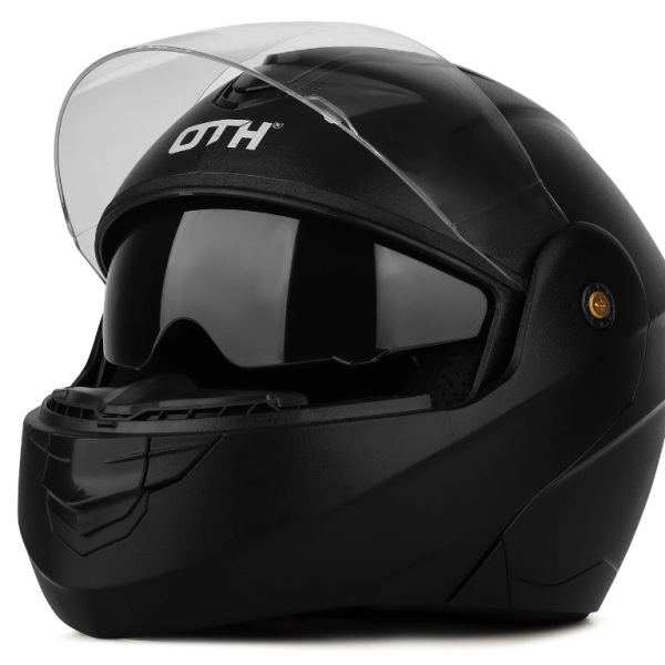 oth Flip Up Helmet for Men | ISI Certified | Anti-Scratch, UV Resistant Motorbike Helmet (Black)
