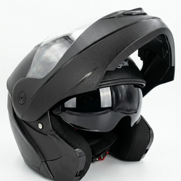 ASCONE Flip Up Helmet for Men ISI Certified Anti-Scratch, UV Resistant Motorbike Motorbike Helmet (NATURAL BLACK)