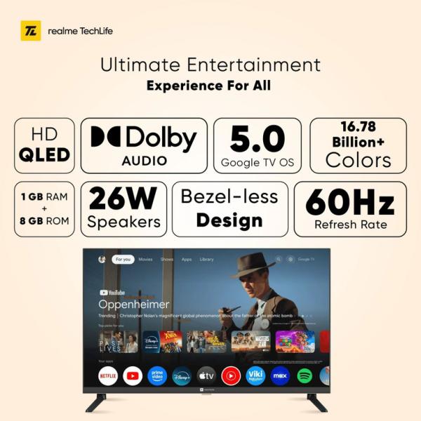 realme TechLife 80 cm (32 inch) QLED HD Ready Smart Google TV (32HDGQRDDAQ