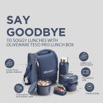 Oliveware Teso with Bottle (Blue-Pro) 4 Containers Stainless Steel Office Lunch Box (1470 ml, Microwave Safe)