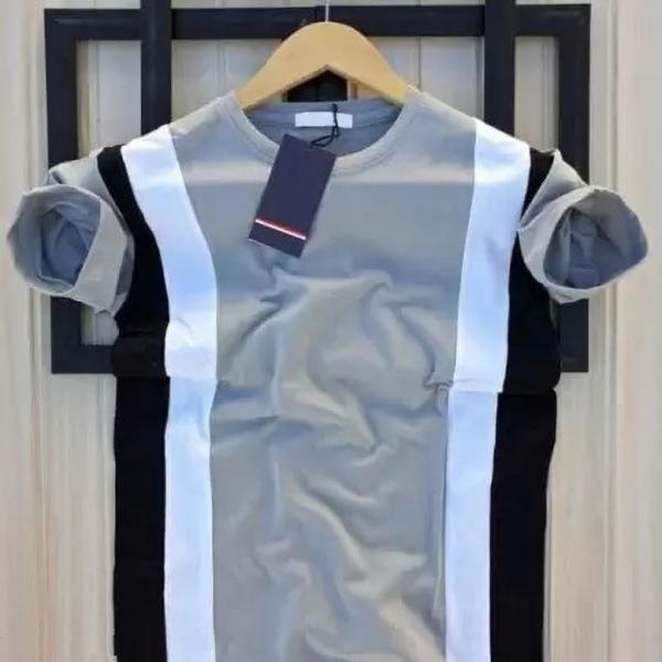 KASPY Men Striped Round Neck Polyester Grey T-Shirt